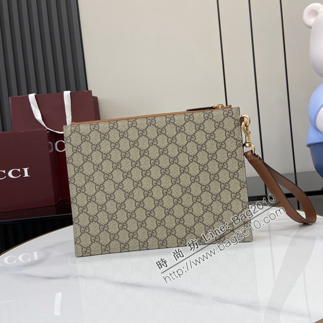 Gucci專櫃古馳最新款Emblem系列男士手拿包 jh2696型號：821155